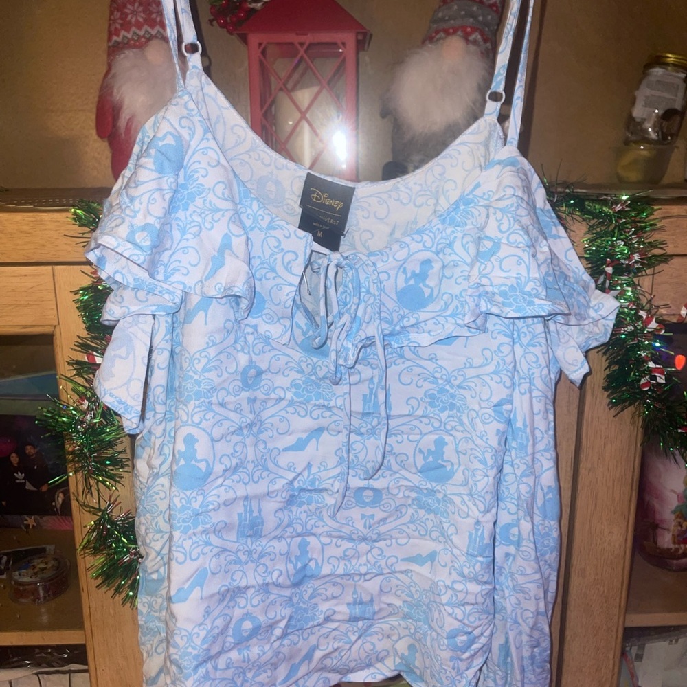 Disney Blue Ruffle Women's  Cinderella Top